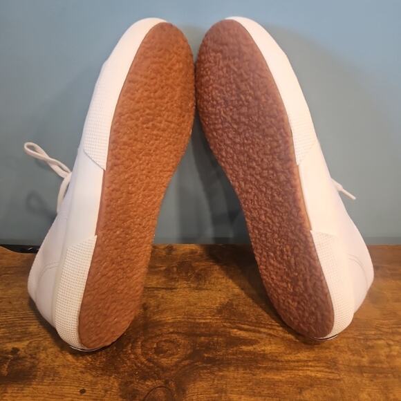 Superga 2750 White Leather Sneakers Women’s 9.5 EU 41 Classic Lace Up Shoes - Picture 6 of 8